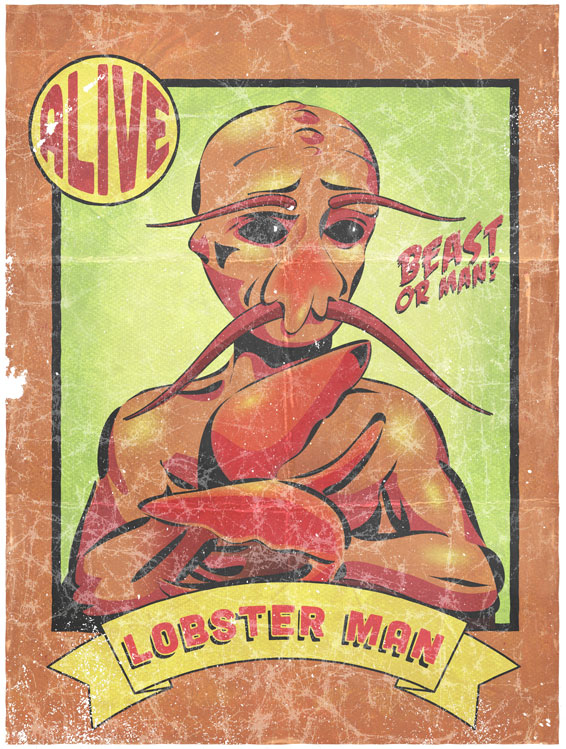Lobster freak show vintage poster